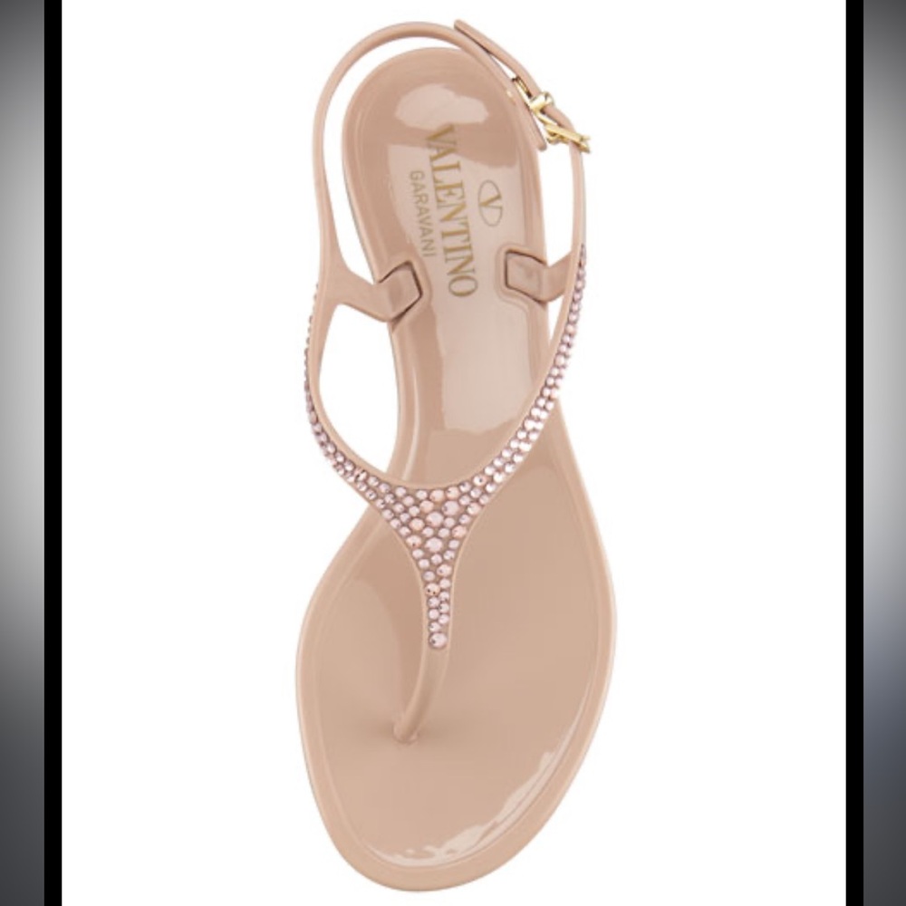 Valentino Crystal Encrusted Embellished PVC Slingback Sandal Thong 39